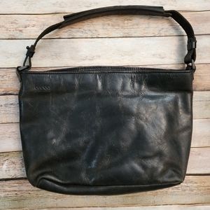 Netherlands Berba Distressed Black Leather Shoulder Purse